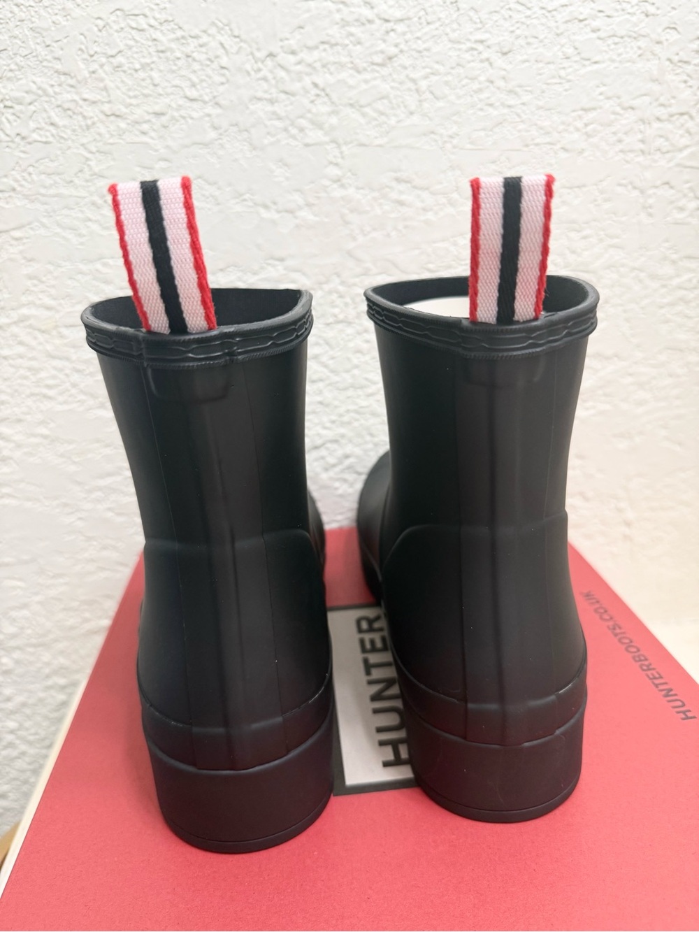 Hunter Black Womens Play Short Waterproof Boots with Red Trim Logo - Picture 4 of 8